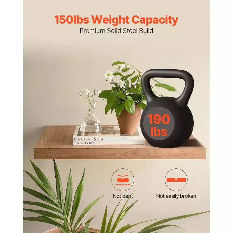 Support d'Étagère Flottante VEVOR, 1 Unité, Capacité de Charge 86 kg (190 lb), 863,6x157,4x38,1 mm (34x6,2x1,5 po), Robuste et Dissimulé, Montage Mural, Noir