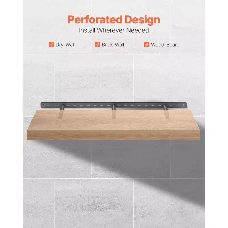 Support d'Étagère Flottante VEVOR, 1 Unité, Capacité de Charge 86 kg (190 lb), 863,6x157,4x38,1 mm (34x6,2x1,5 po), Robuste et Dissimulé, Montage Mural, Noir
