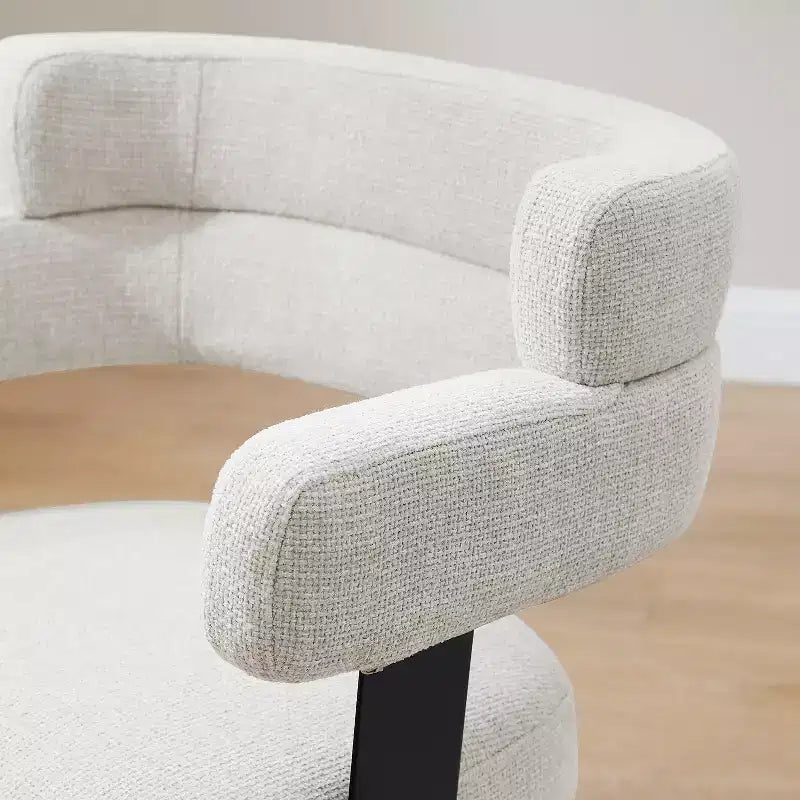 Chaise de bureau Art Leon sans roulettes, Fauteuil pivotant moderne du milieu du siècle, Chaise d'appoint rembourrée en tissu avec pieds en bois de chêne