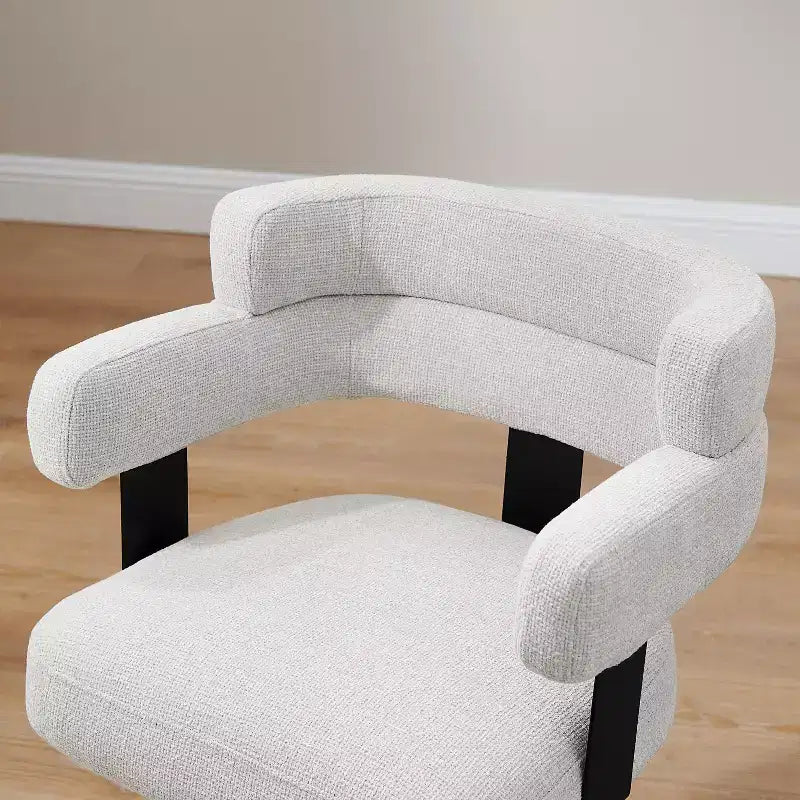 Chaise de bureau Art Leon sans roulettes, Fauteuil pivotant moderne du milieu du siècle, Chaise d'appoint rembourrée en tissu avec pieds en bois de chêne