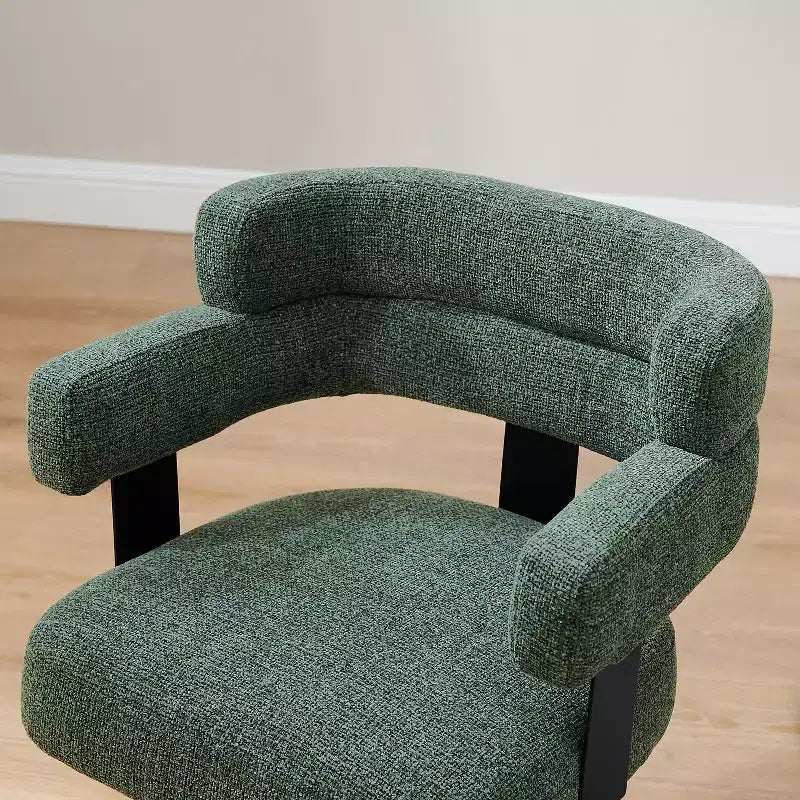 Chaise de bureau Art Leon sans roulettes, Fauteuil pivotant moderne du milieu du siècle, Chaise d'appoint rembourrée en tissu avec pieds en bois de chêne