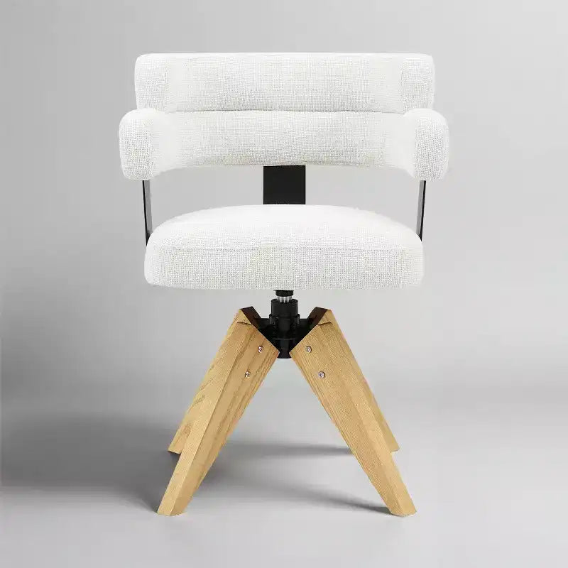 Chaise de bureau Art Leon sans roulettes, Fauteuil pivotant moderne du milieu du siècle, Chaise d'appoint rembourrée en tissu avec pieds en bois de chêne