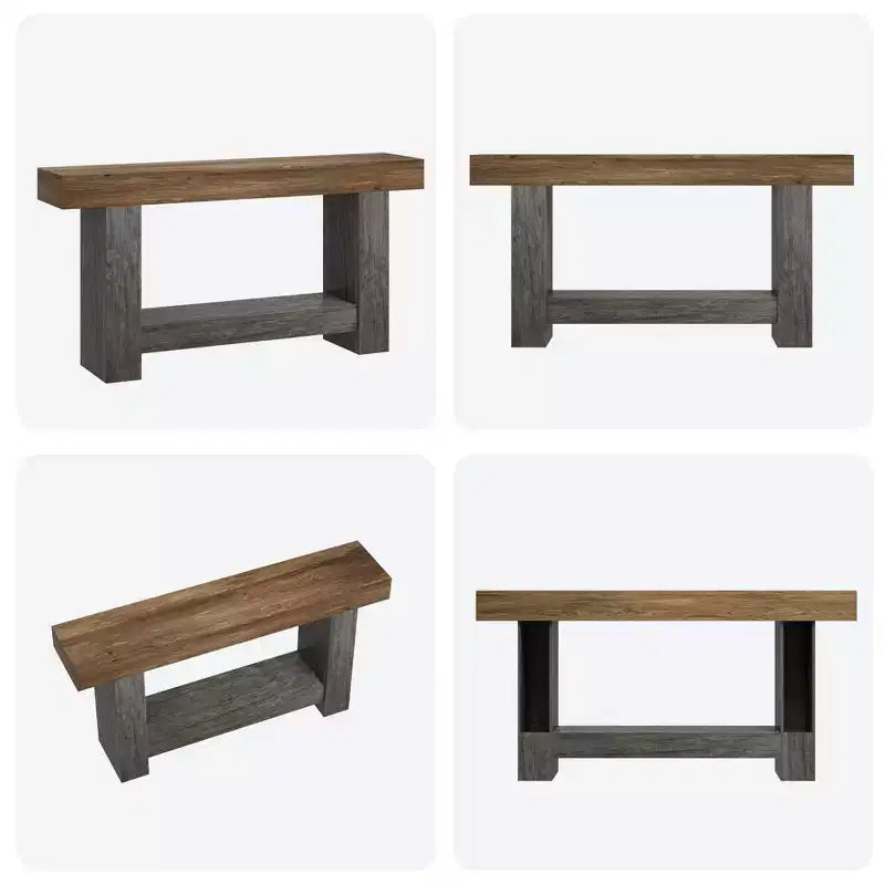 Console de ferme - Table d'entrée à 2 niveaux avec rangement pour salon, couloir et entrée