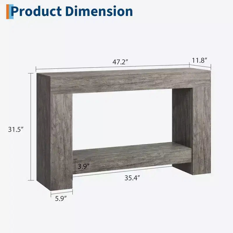 Console de ferme - Table d'entrée à 2 niveaux avec rangement pour salon, couloir et entrée