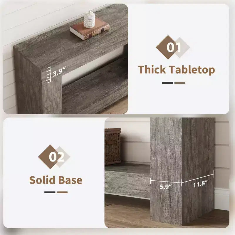 Console de ferme - Table d'entrée à 2 niveaux avec rangement pour salon, couloir et entrée