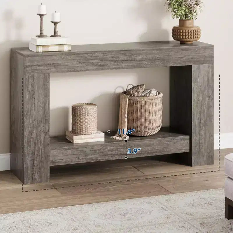 Console de ferme - Table d'entrée à 2 niveaux avec rangement pour salon, couloir et entrée