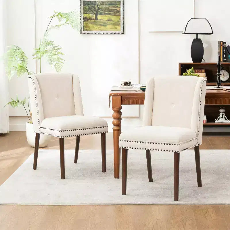 Christopher Knight Home Delph Chaises de salle à manger modernes rembourrées avec pieds en bois d'hévéa (lot de 2)