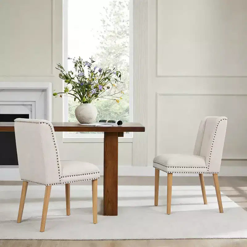 Christopher Knight Home Delph Chaises de salle à manger modernes rembourrées avec pieds en bois d'hévéa (lot de 2)