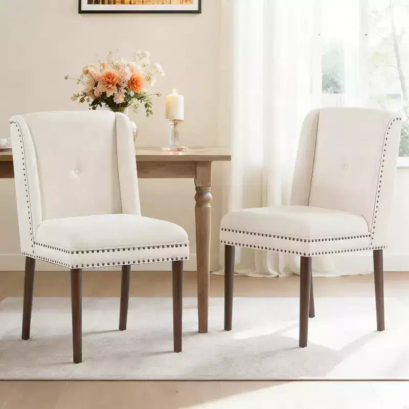 Christopher Knight Home Delph Chaises de salle à manger modernes rembourrées avec pieds en bois d'hévéa (lot de 2)