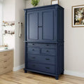 Zeus & Ruta 77.3 in Tall Kitchen Pantry Cabinet with 6 Doors, 5 Drawers, Adjustable Shelves, Freestanding Storage