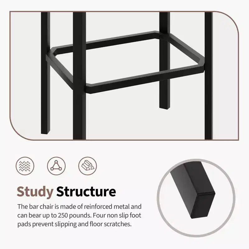 Lot de 2 tabourets de bar Coolmee de 61 cm, chaises de cuisine en cuir PU avec 2 tabourets de bar rembourrés épais à hauteur de comptoir, base en métal robuste, assemblage facile