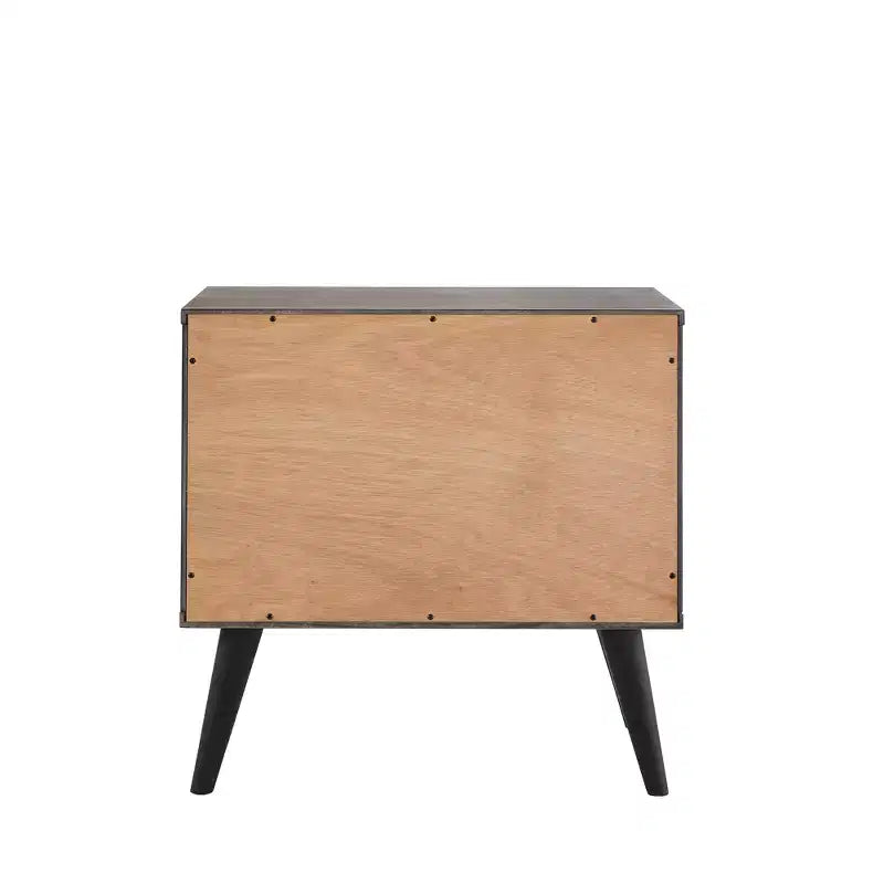 Table de chevet Sutro Mid-Century Modern avec 2 tiroirs et pieds noirs - Gris/Noir - iNSPIRE Q
