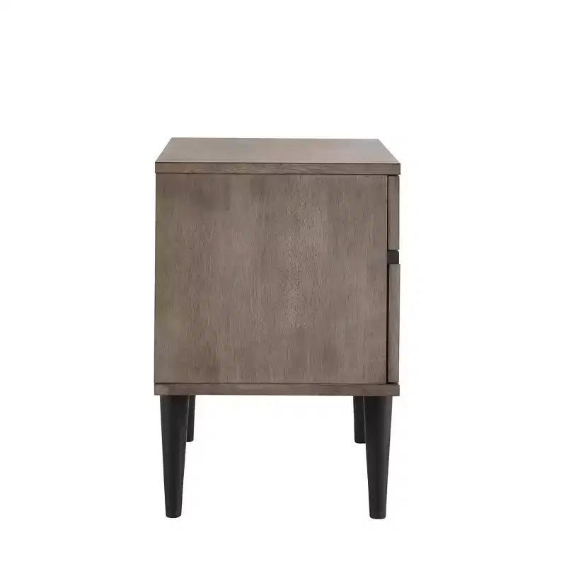 Table de chevet Sutro Mid-Century Modern avec 2 tiroirs et pieds noirs - Gris/Noir - iNSPIRE Q