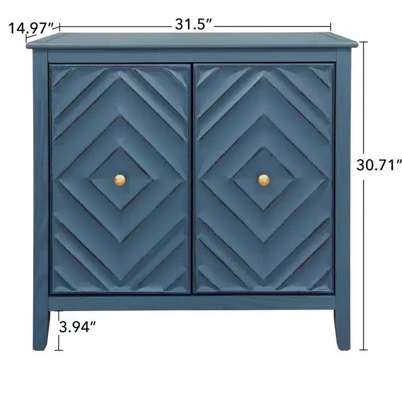 Meuble de rangement GDFStudio Jean moderne en bois géométrique embossé avec 2 portes magnétiques