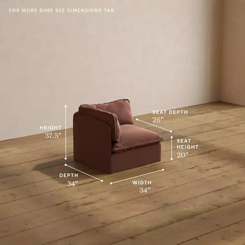 Chaise de bout modulaire lavable Anabei – Gauche | Assise Deluxe+ et coussin Cloud