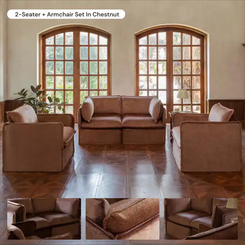 Chaise de bout modulaire lavable Anabei – Gauche | Assise Deluxe+ et coussin Cloud
