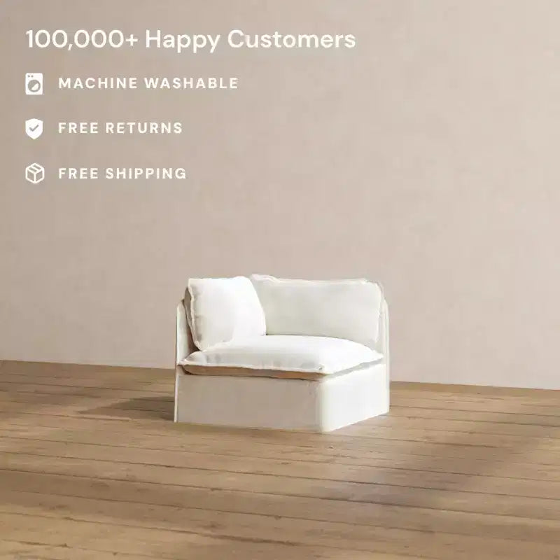 Chaise de bout modulaire lavable Anabei – Gauche | Assise Deluxe+ et coussin Cloud