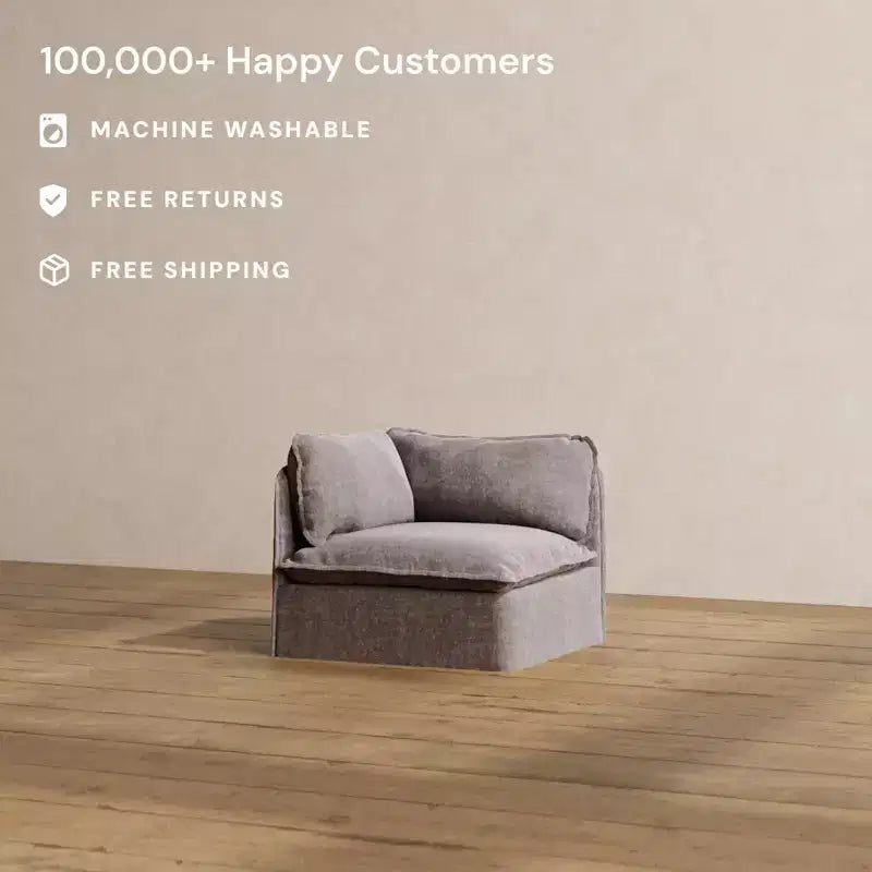 Chaise de bout modulaire lavable Anabei – Gauche | Assise Deluxe+ et coussin Cloud
