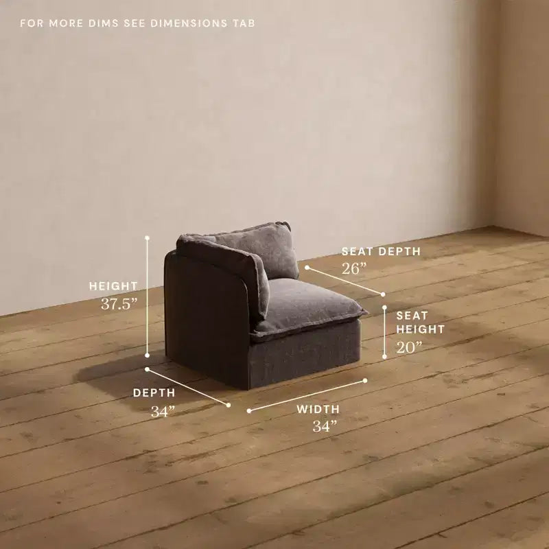 Chaise de bout modulaire lavable Anabei – Gauche | Assise Deluxe+ et coussin Cloud