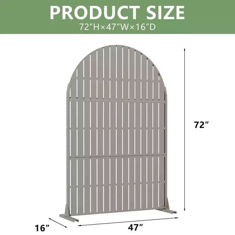 Panneaux de clôture autoportants Dovelina 72H x 47W en métal arqué pour extérieur, gris clair/marron, pour jardin, patio, terrasse, cour
