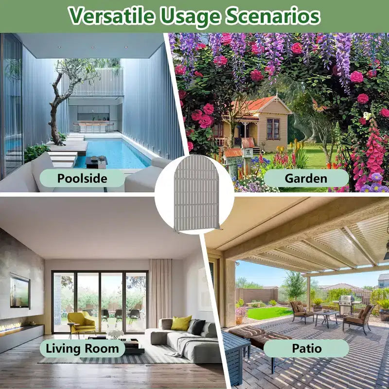 Panneaux de clôture autoportants Dovelina 72H x 47W en métal arqué pour extérieur, gris clair/marron, pour jardin, patio, terrasse, cour