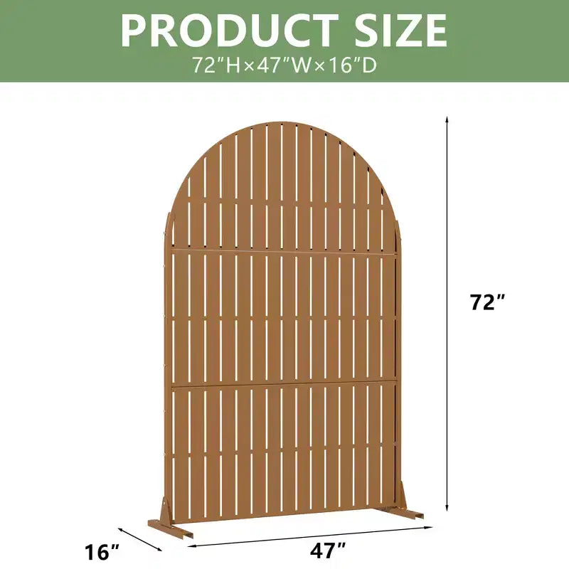 Panneaux de clôture autoportants Dovelina 72H x 47W en métal arqué pour extérieur, gris clair/marron, pour jardin, patio, terrasse, cour