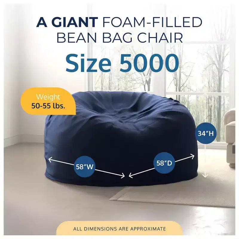 Pouf géant Ultimate Sack de 152 cm en mousse, recouvert de fausse fourrure, avec repose-pieds, couleur marine