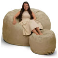 Ultimate Sack 6ft Bean Bag Chair and Footstool, Oversized Lounger, Camel Fur