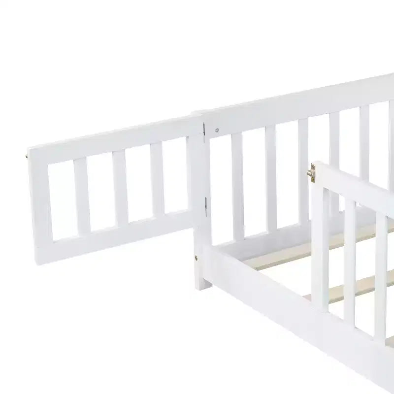 Lit de plancher double Luxystar avec clôture et porte pour chambre d'enfant