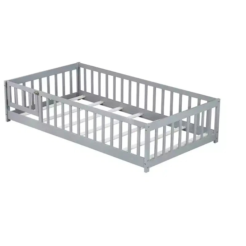 Lit de plancher double Luxystar avec clôture et porte pour chambre d'enfant