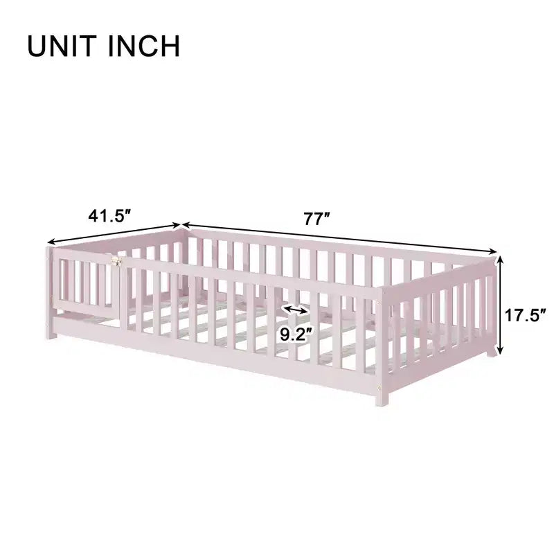 Lit de plancher double Luxystar avec clôture et porte pour chambre d'enfant