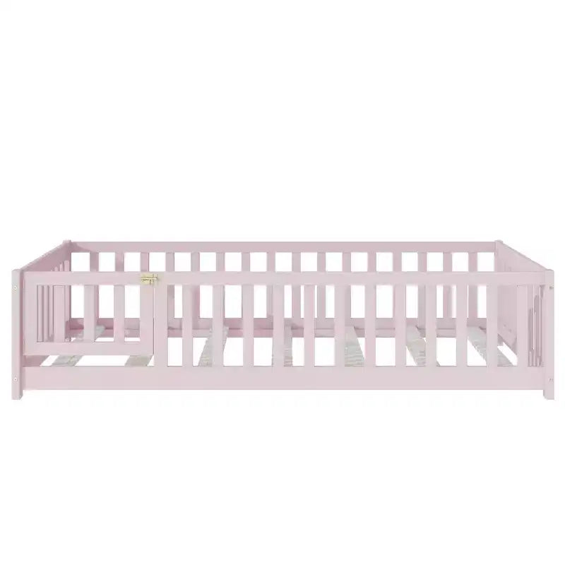 Lit de plancher double Luxystar avec clôture et porte pour chambre d'enfant