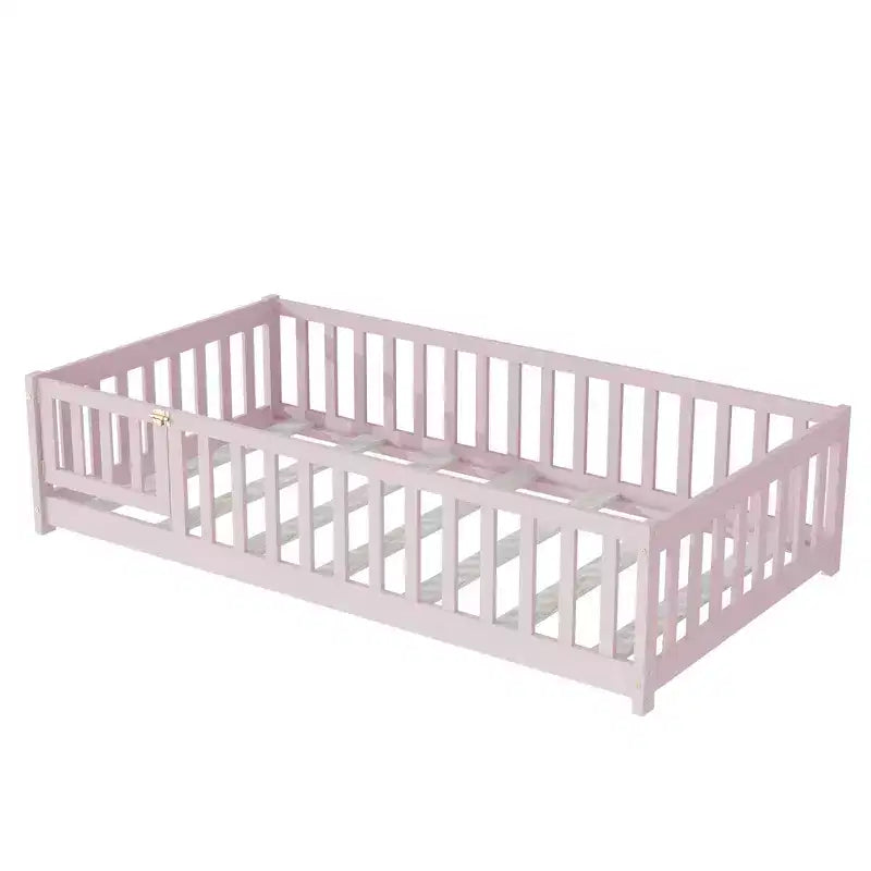 Lit de plancher double Luxystar avec clôture et porte pour chambre d'enfant
