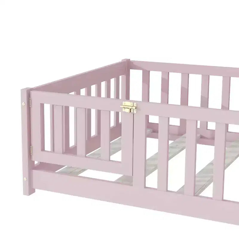 Lit de plancher double Luxystar avec clôture et porte pour chambre d'enfant