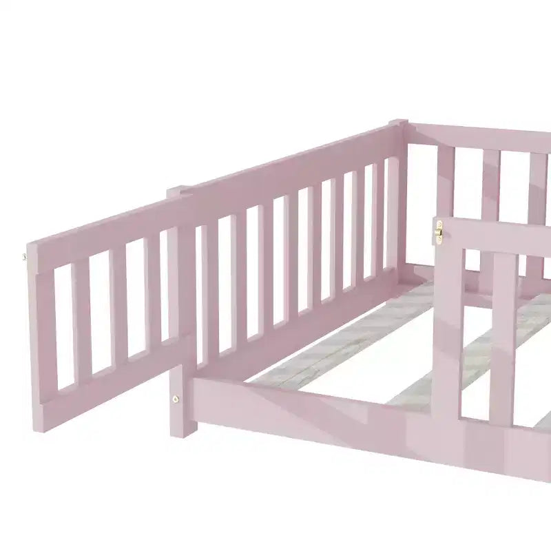 Lit de plancher double Luxystar avec clôture et porte pour chambre d'enfant
