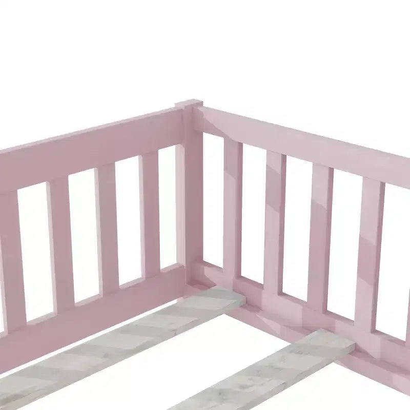 Lit de plancher double Luxystar avec clôture et porte pour chambre d'enfant