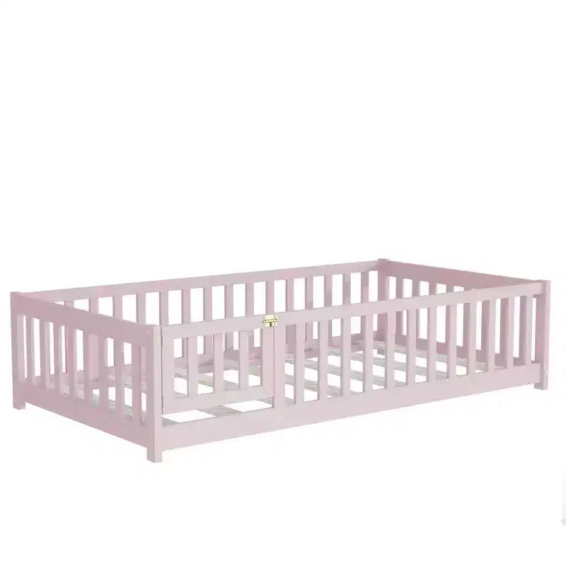 Lit de plancher double Luxystar avec clôture et porte pour chambre d'enfant