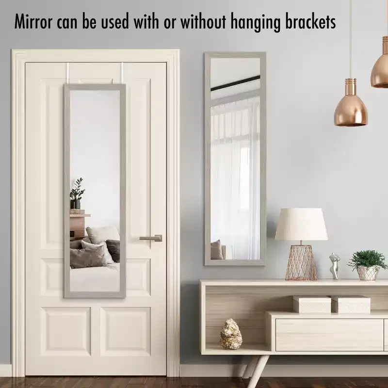 Americanflat 15x51 Miroir sur porte - Miroirs longs à suspendre en bois composite - Miroir moderne pour chambre - Miroirs à suspendre au mur