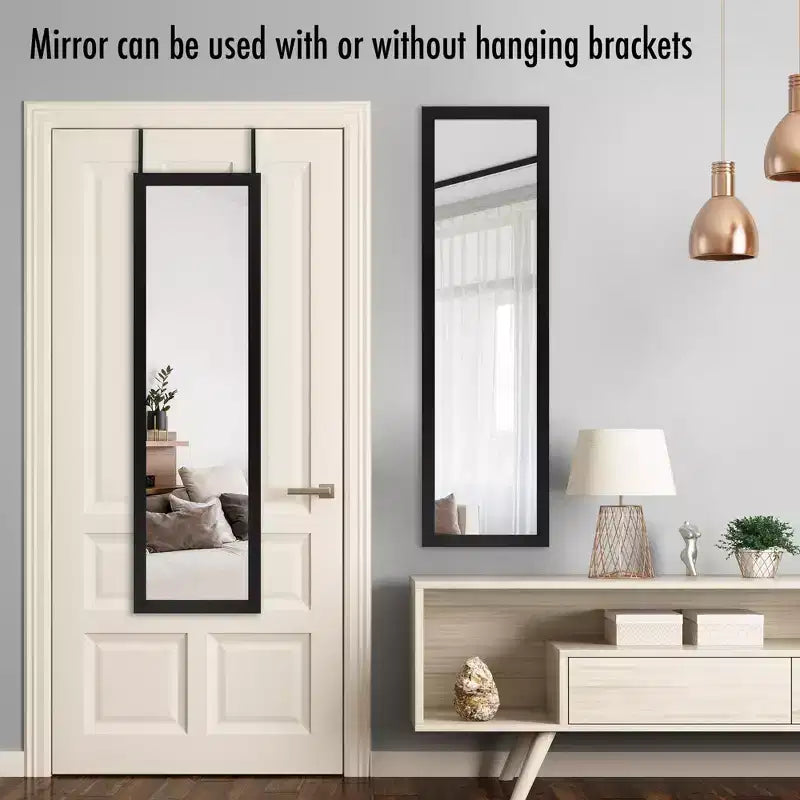 Americanflat Miroir de porte 15x51 - Miroir pleine longueur à suspendre avec cadre en bois composite - Miroir moderne pour salon - Miroirs muraux décoratifs