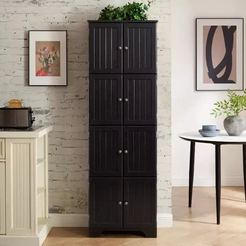 Meuble de rangement haut de 184 cm avec 8 portes et 4 étagères, bibliothèque pour salon, bureau