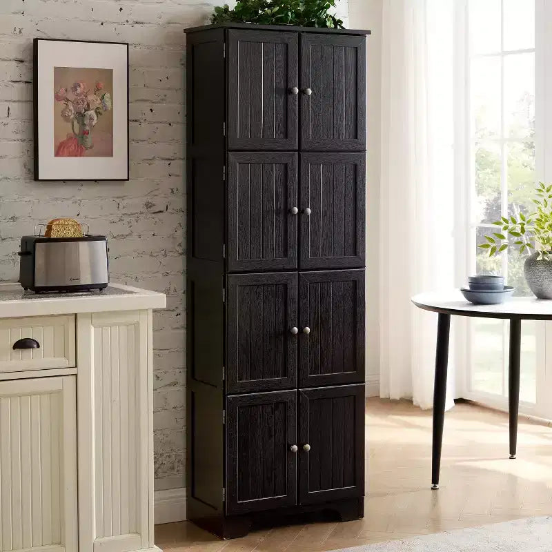 Meuble de rangement haut de 184 cm avec 8 portes et 4 étagères, bibliothèque pour salon, bureau
