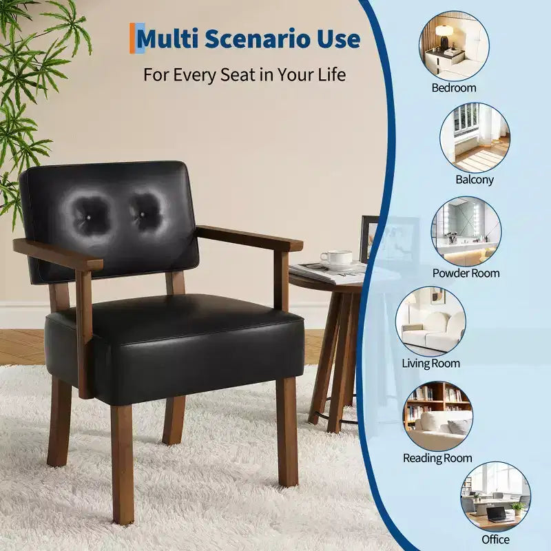 Fauteuil d'appoint moderne avec cadre en bois pour salon, chambre et salle à manger