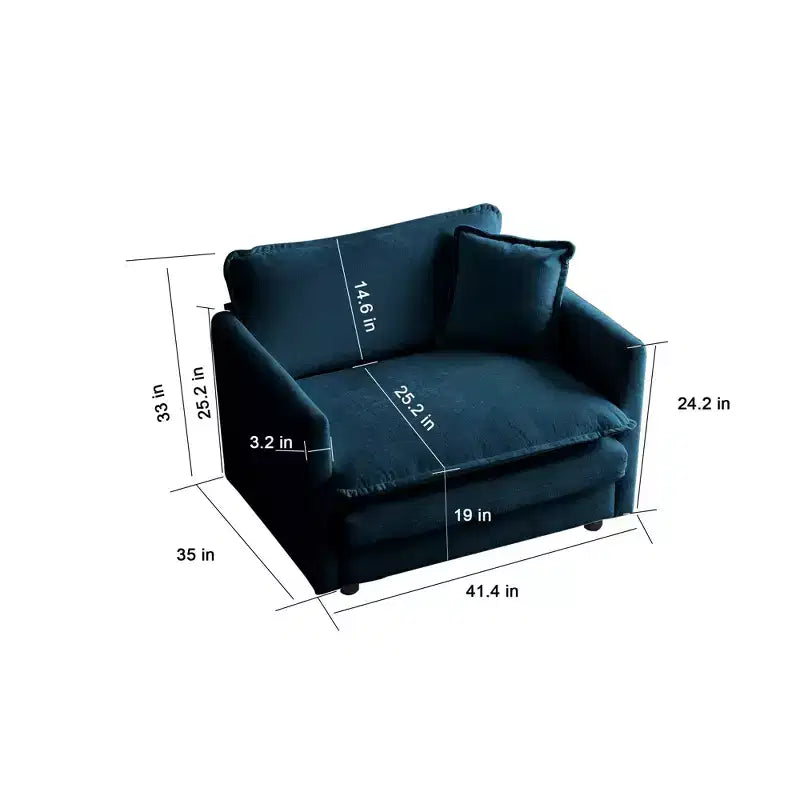 Fauteuil d'appoint profond surdimensionné Homy Casa avec coussin, bleu