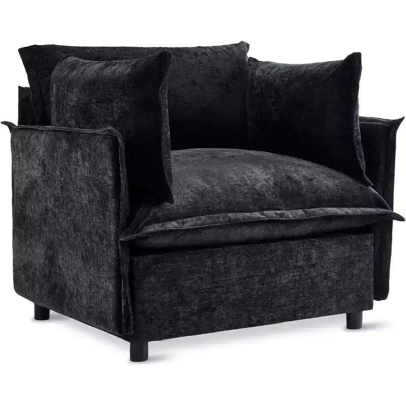 VINGLI Fauteuils d'appoint, Vert 34 Largeur Fauteuil de Lecture Surdimensionné Fauteuil Rembourré Tissu Chenille Doux Chaises de Salon Canapé
