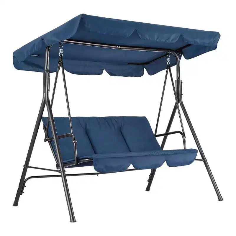 Balançoire de jardin 3 places avec auvent réglable, Balancelle de patio 3 personnes avec pare-soleil inclinable réglable, Balancelle de porche 3 places avec auvent