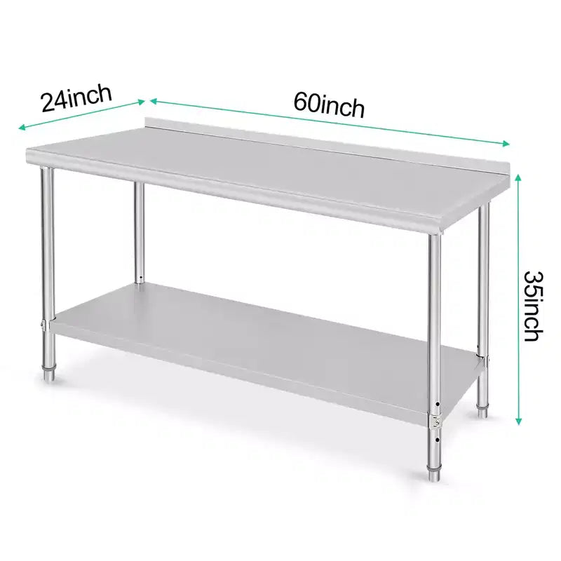 Garvee Table de travail commerciale 60 x 24, Table de préparation en acier inoxydable robuste pour cuisine, restaurant