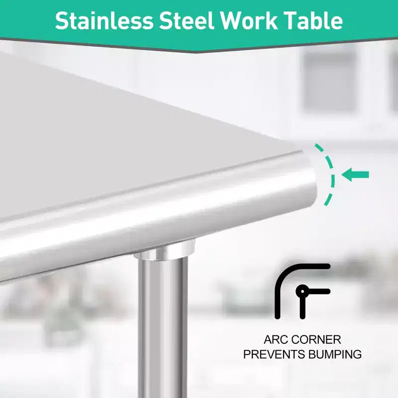 Garvee Table de travail commerciale 60 x 24, Table de préparation en acier inoxydable robuste pour cuisine, restaurant