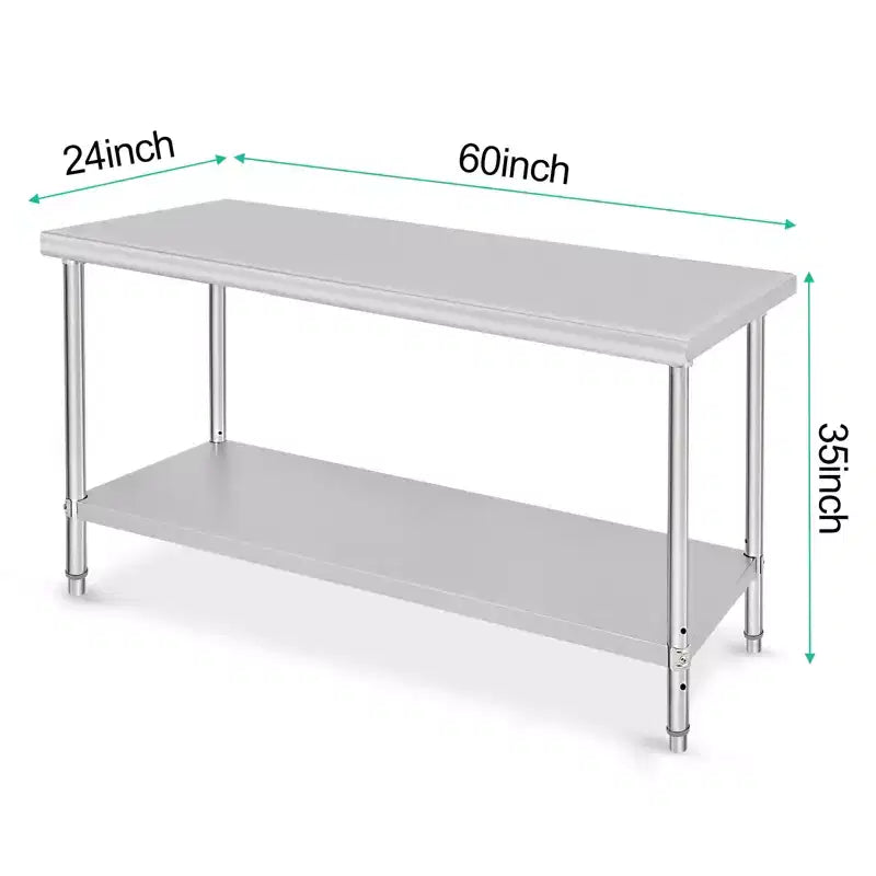 Garvee Table de travail commerciale 60 x 24, Table de préparation en acier inoxydable robuste pour cuisine, restaurant