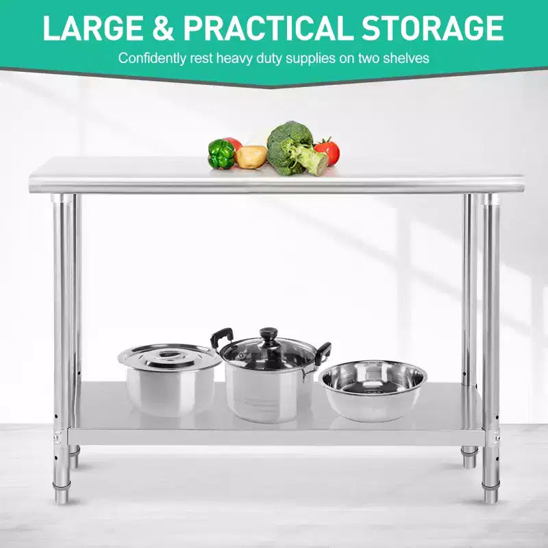 Garvee Table de travail commerciale 60 x 24, Table de préparation en acier inoxydable robuste pour cuisine, restaurant