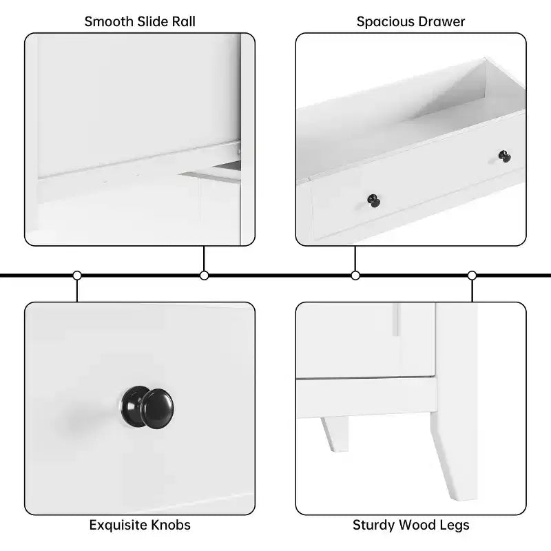 Commode 5 tiroirs pour chambre à coucher - Commode haute et moderne en bois avec tiroirs profonds et poignées en métal pour entrée ou couloir